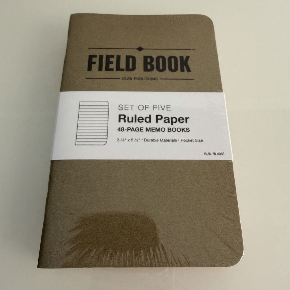 Elan Publishing Field Book Set Of Five Ruled Paper Note And Memo Books New